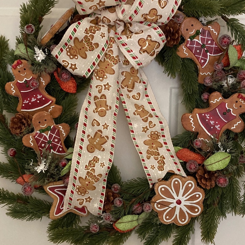 Gingerbread Wreath by Valerie/Gingerbread Ribbon & Cookies/Star & Flower/ON SALE - Picture 2 of 3